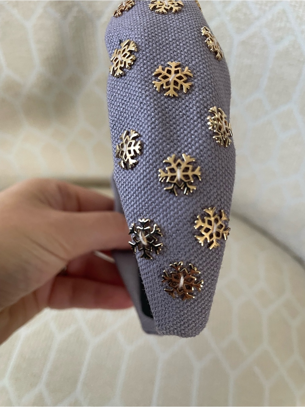 Lele Sadoughi Kids Lavender Knot Headband with Gold Snowflake Accents